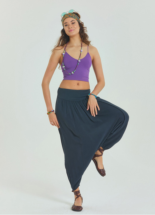 Anthracite Bohemian Shalwar with Gipe Detailed Elastic Pocket on the Leg 4481